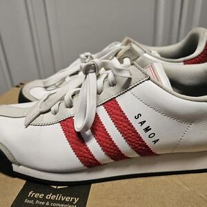 Adidas Samoa White and Red Sneakers Men 10.5 Womens 12